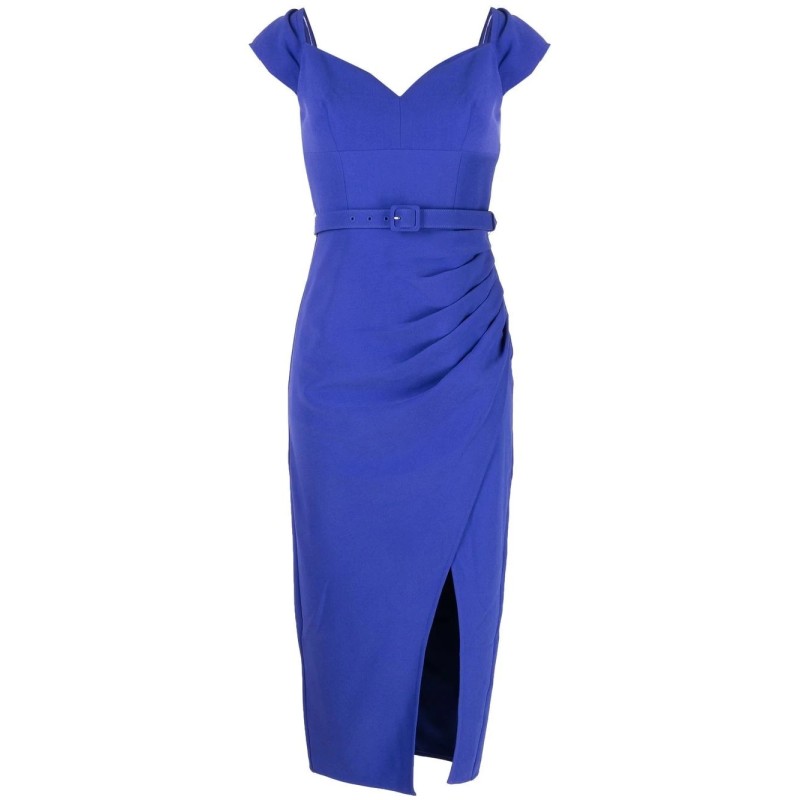 Cobalt crepe midi dress