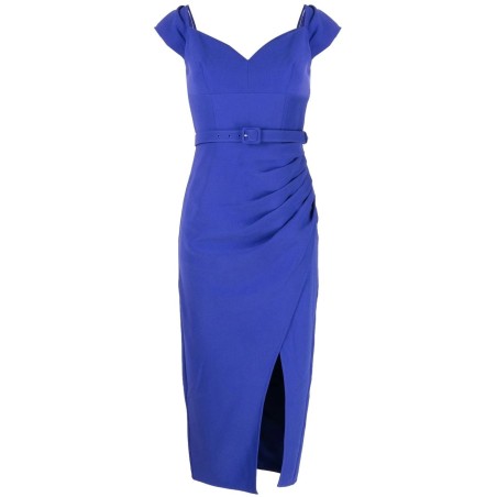 Cobalt crepe midi dress