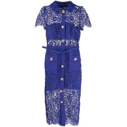 Cobalt rose button midi dress