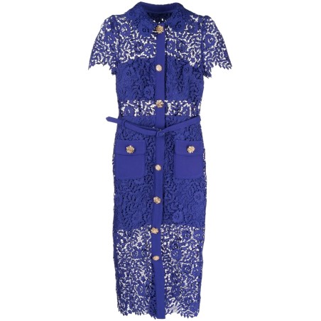 Cobalt rose button midi dress