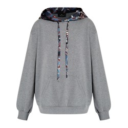 Contasting-hood cotton hoodie