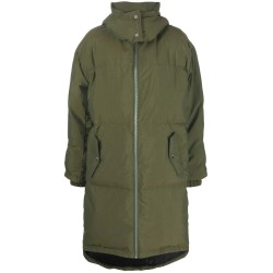 Contrast hood long puffer coat