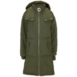 Contrast hood long puffer coat