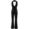 Cowl neck crepe flare jumpsuit