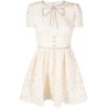 Cream cord lace bow mini dress