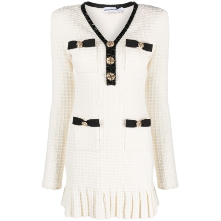 Cream textured knit mini dress