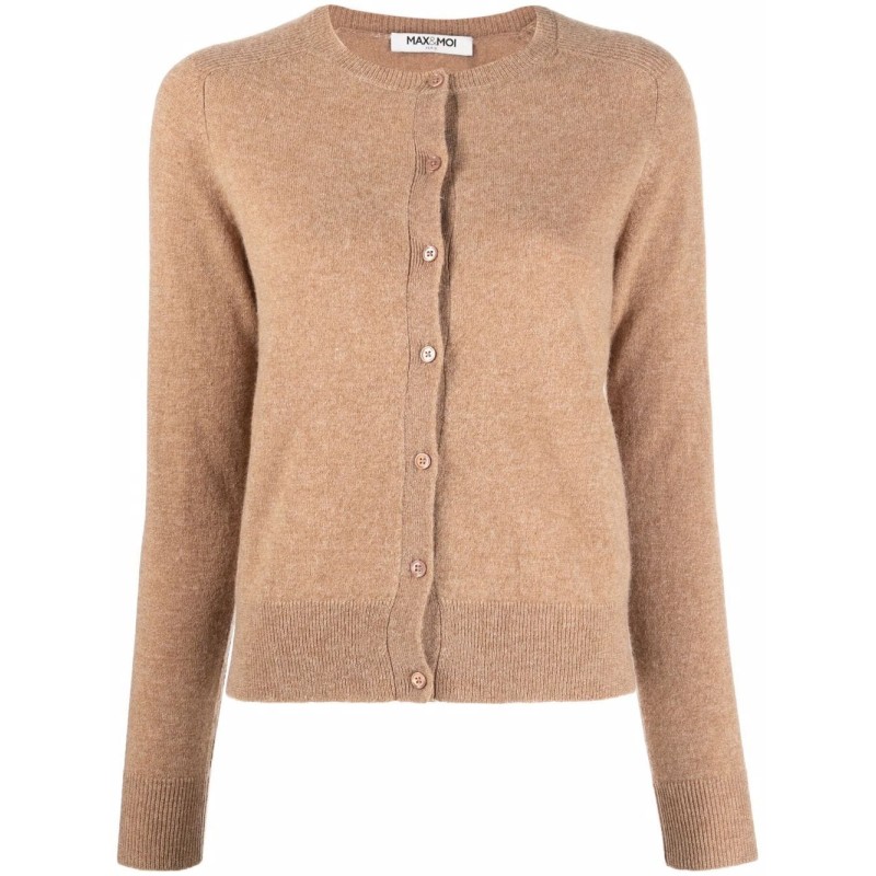 Crew-neck cashmere cardigan