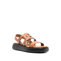 Cut-out chain leather sandals