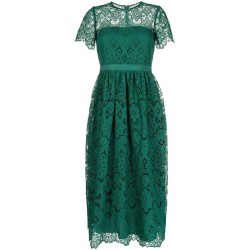 Dark green floral guipure midi