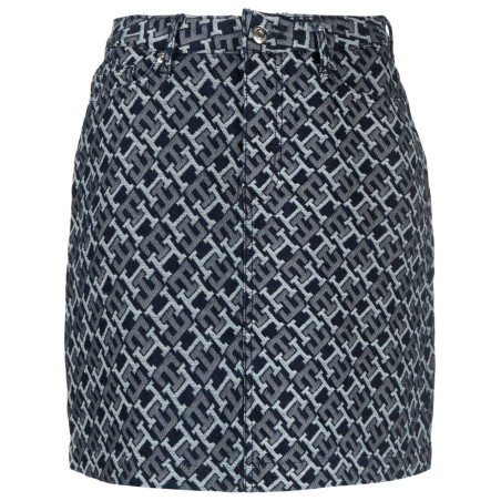 Denim short monogram skirt