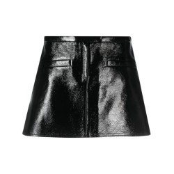 Double slits vinyl mini skirt