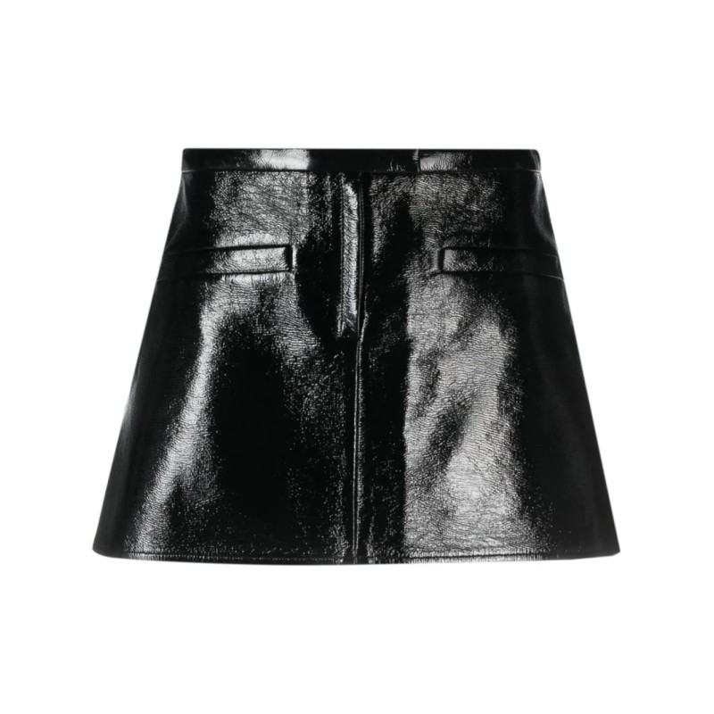 Double slits vinyl mini skirt