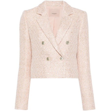 Double-breasted bouclé blazer