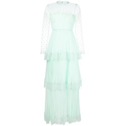 Mint chiffon tiered maxi dress