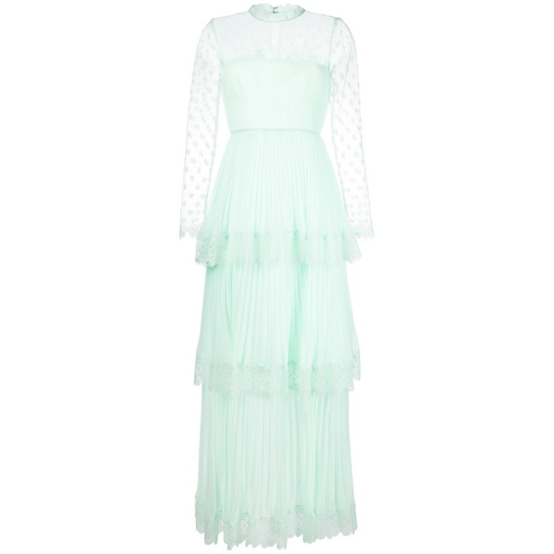 Mint chiffon tiered maxi dress