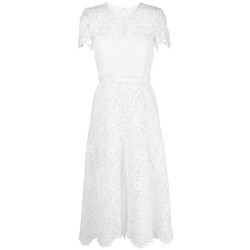 White rose lace midi dress