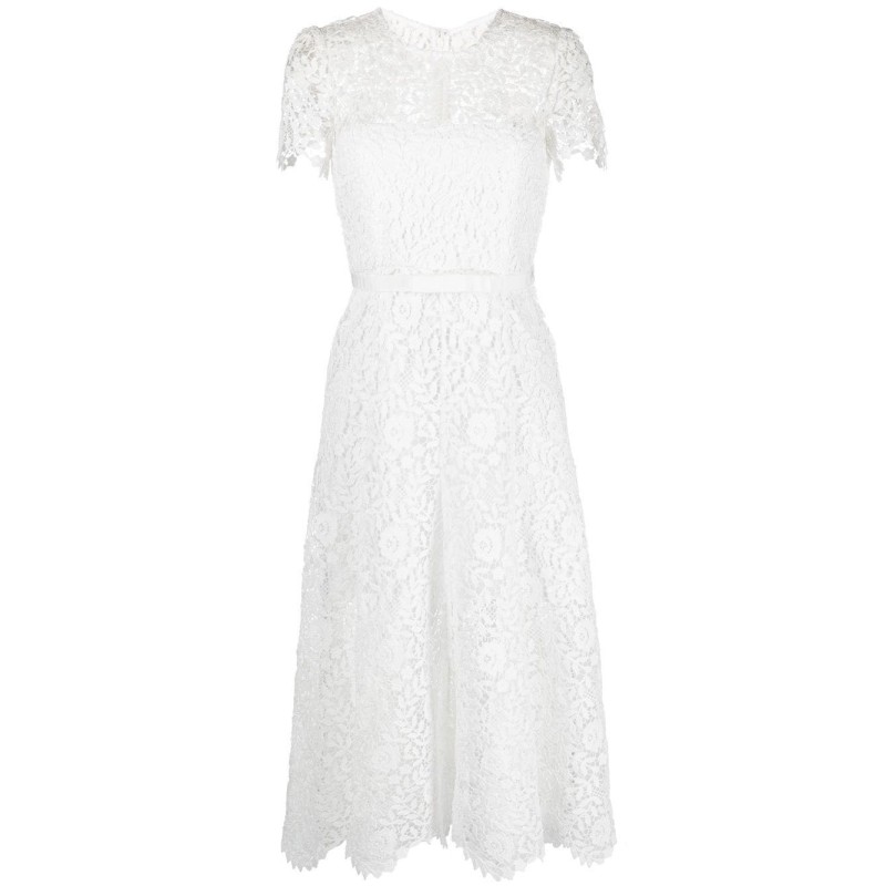 White rose lace midi dress