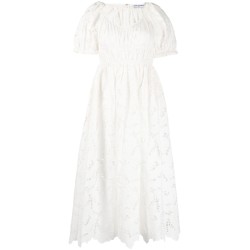 White cotton lace midi dress