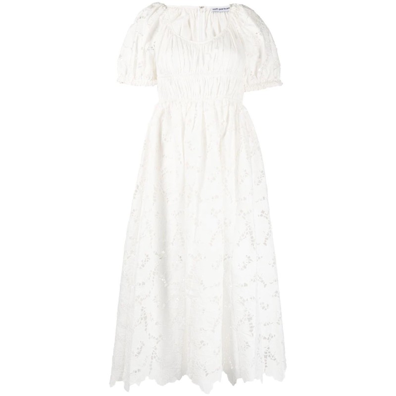 White cotton lace midi dress