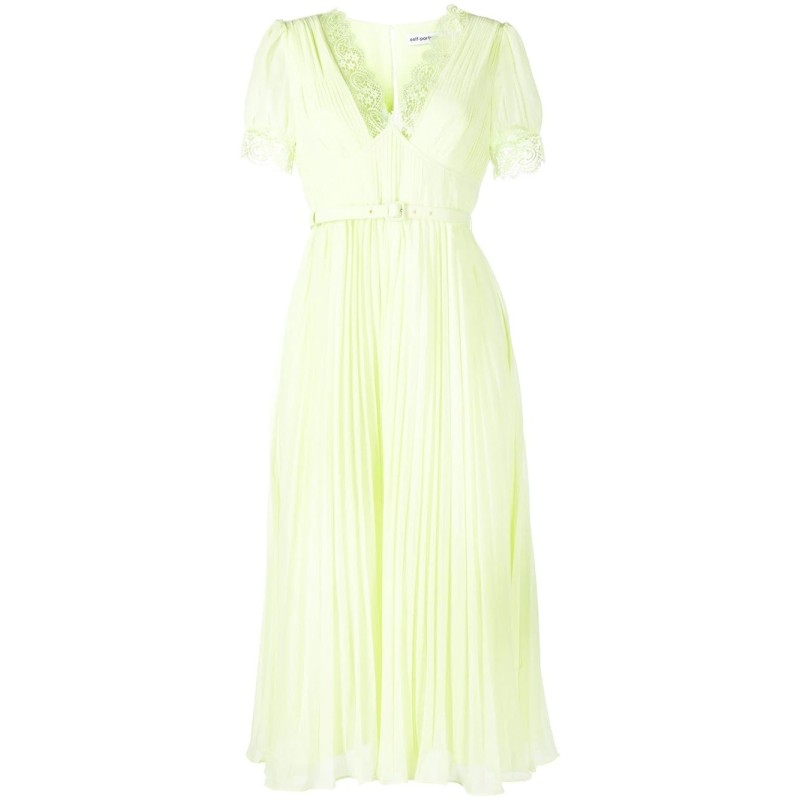 Green chiffon midi dress