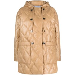 Shiny quilt hooded jacket