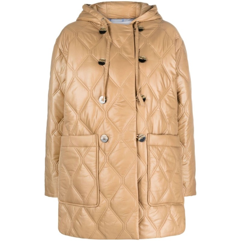 Shiny quilt hooded jacket