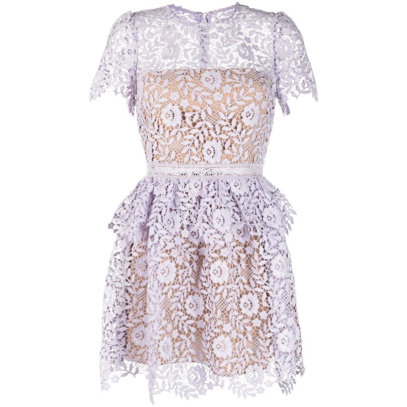 Lilac lace peplum mini dress