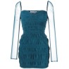 Shirred powermesh mini dress