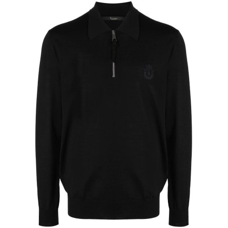 Merino wool pullover zip mock