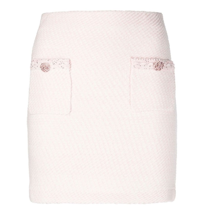 Pink knit mini skirt