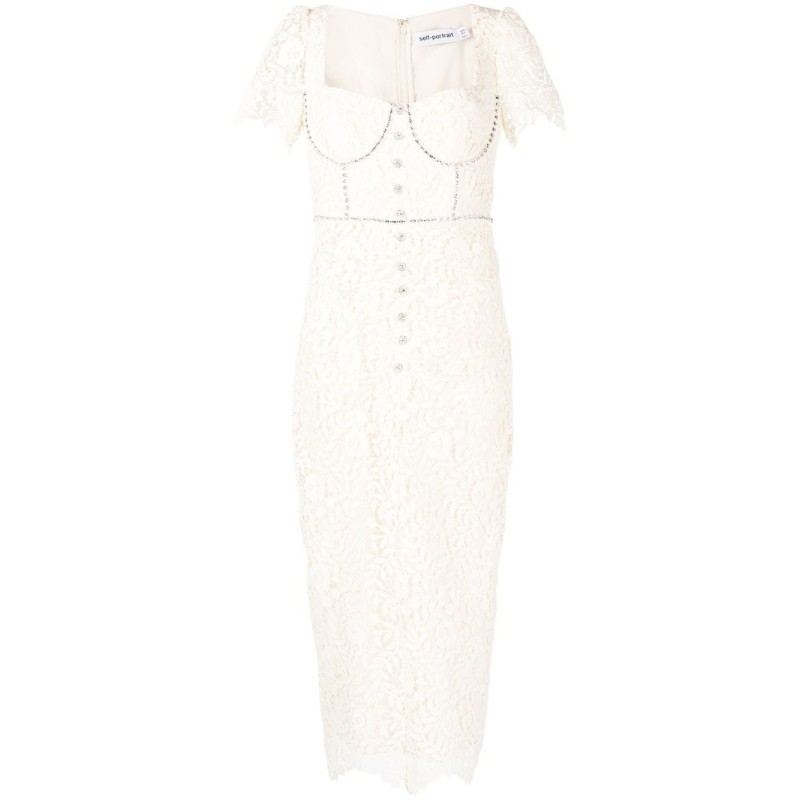 Cream rose lace midi dress