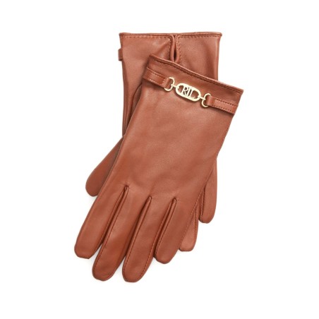 Leather logo gloves