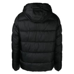 Hooded logo tape puffer