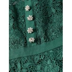 Green cord lace midi dress