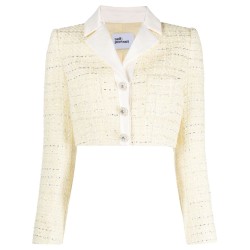 Yellow boucle cropped jacket