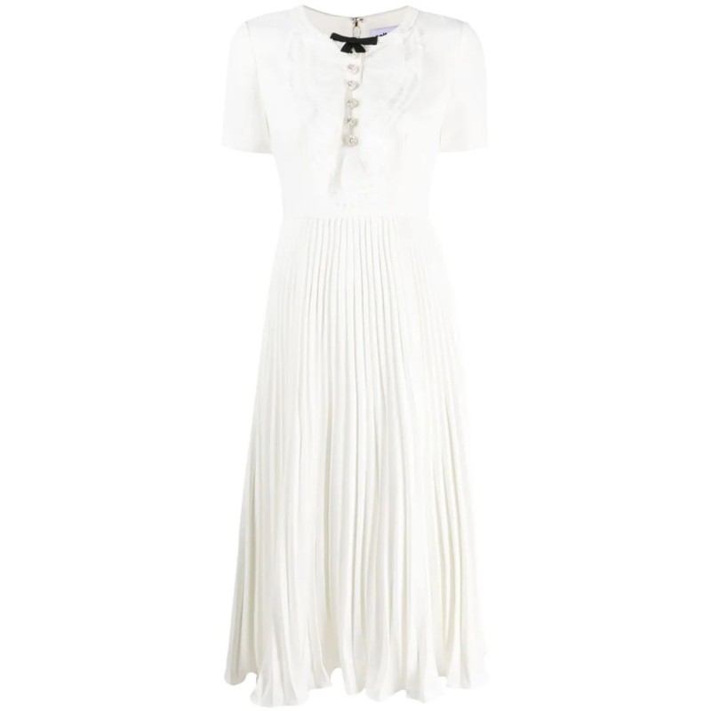 White lace bib midi dress