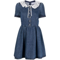 Lace collar denim mini dress