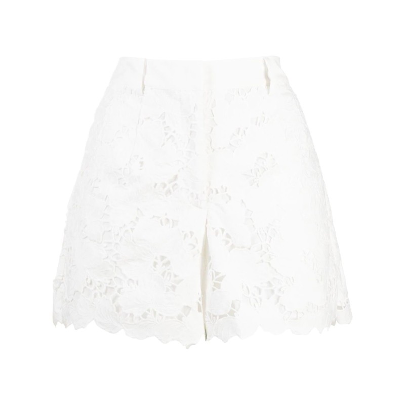 White cotton lace shorts