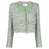 Green boucle cropped jacket