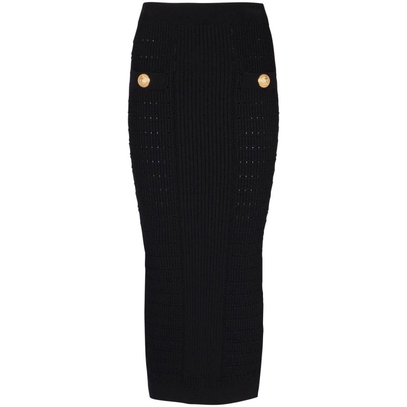 Hw 2btn knit midi skirt