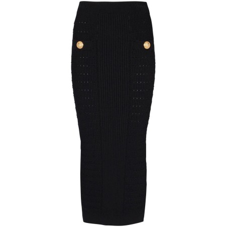 Hw 2btn knit midi skirt