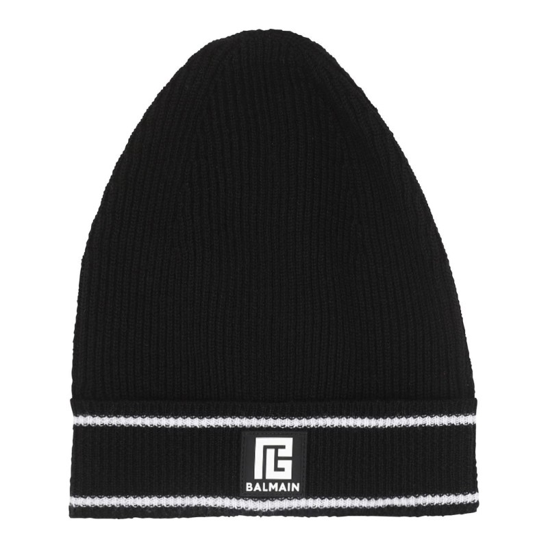 Wool&silicon patch beanie