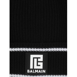 Wool&silicon patch beanie