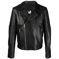 Zipped leather biker jacket