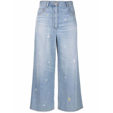 Hand embroidered denim pants