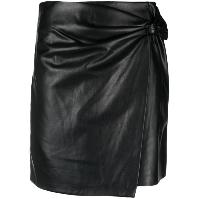 Pu wrap frnt mini skirt