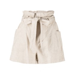 Paperbag waist linen shorts