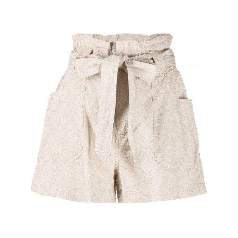 Paperbag waist linen shorts