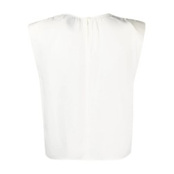 Shoulder pad satin blouse