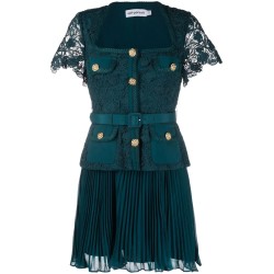 Teal lace bodice mini dress